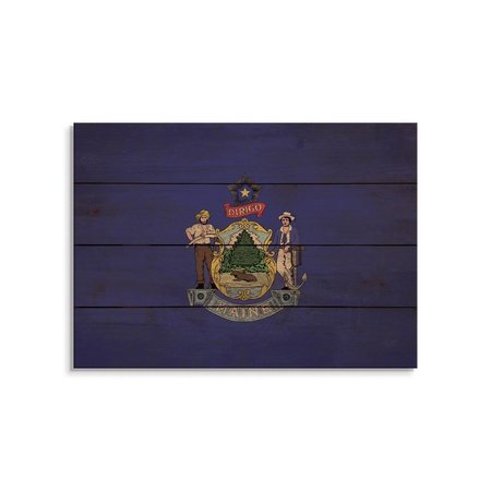 WILE E. WOOD 20 x 14 in. Maine State Flag Wood Art FLME-2014